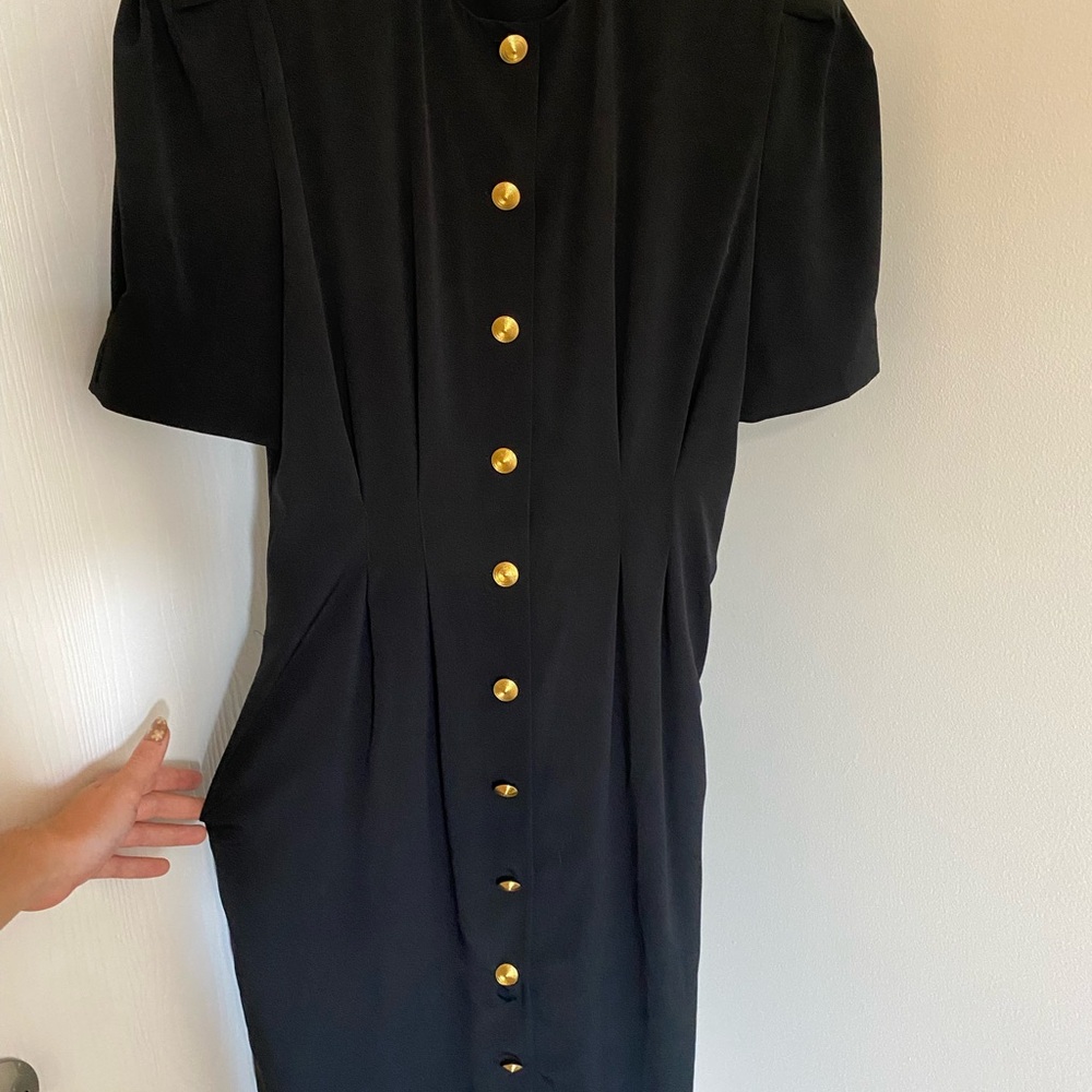 Chaus Black Dress with Gold Buttons